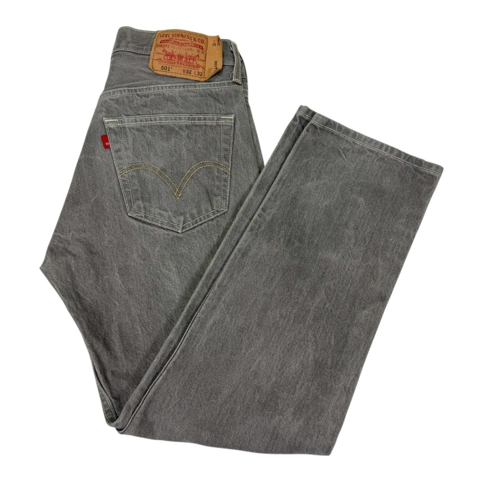 Levi's Men's 501 Straight Leg Button‎ Fly 100% Cotton Gray Jeans 32x32 Act 30x29